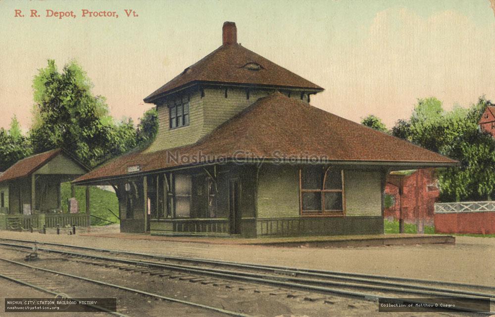 Postcard: Railroad Depot, Proctor, Vermont